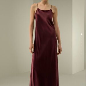 Chic Satin Maxi Dress in Deep Burgundy